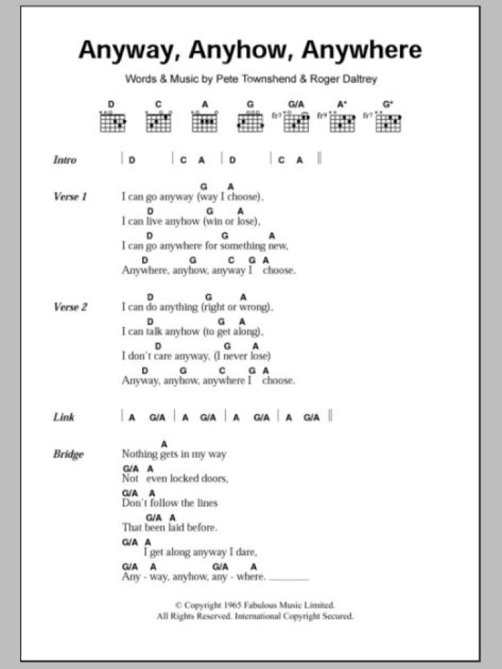 Anywhere anyhow lyrics