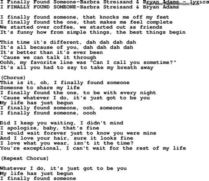 I finally found someone lyrics