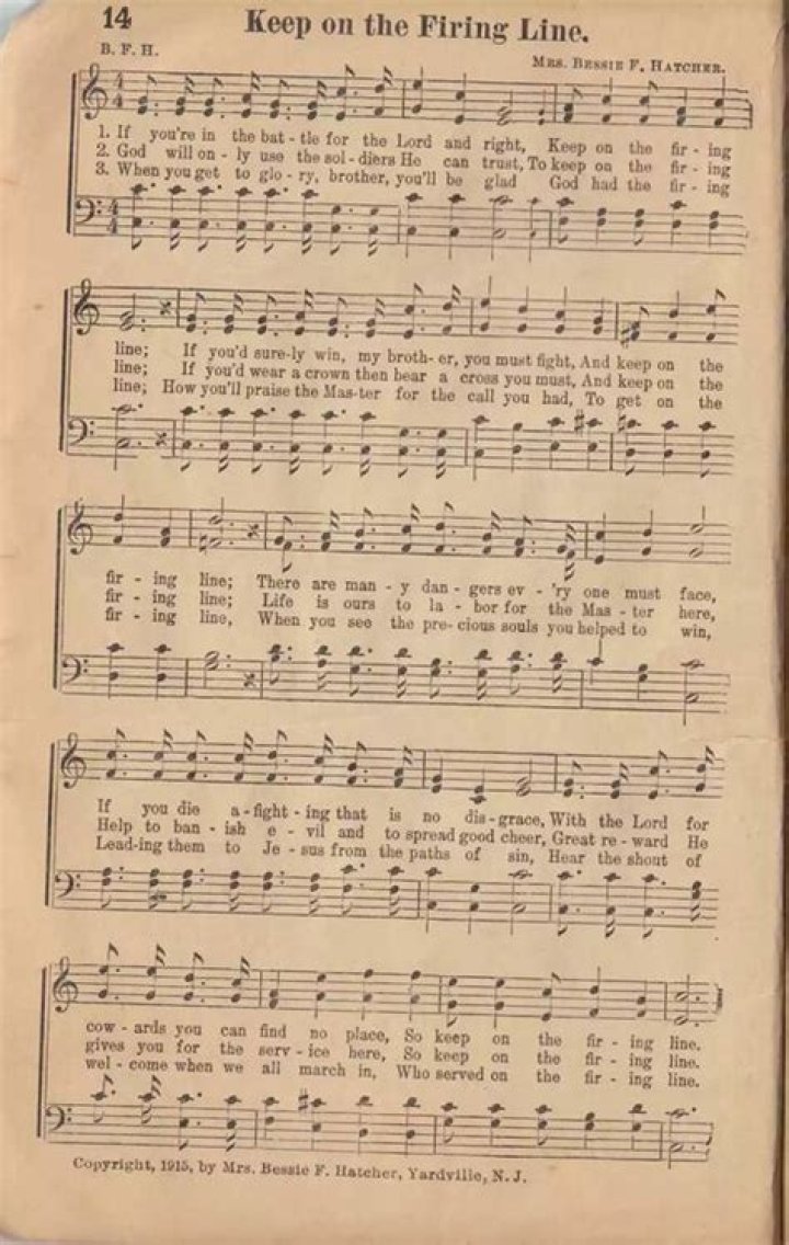 Keep on the firing line solfa note lyrics