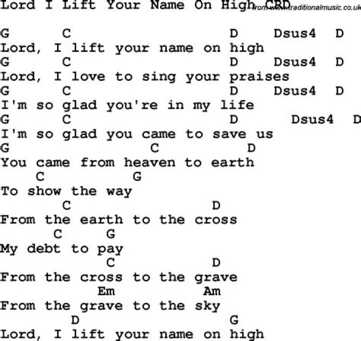 Lord i lift your name on high lyrics