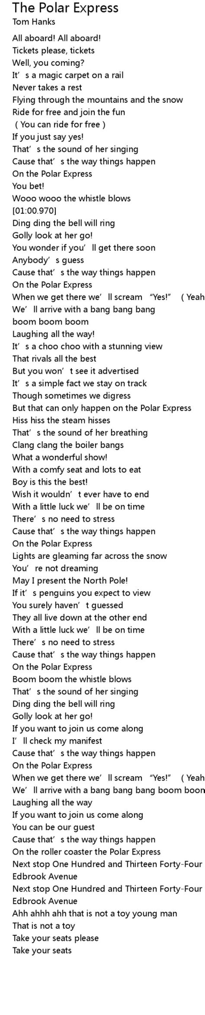 The polar express lyrics